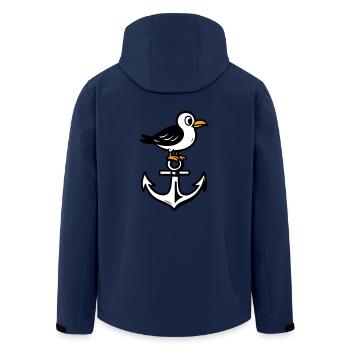 Seagull Anchor Comic - Men’s Recycled Softshell Jacket by Stanley/Stella - navy - Back - AI Model Male 185 light (185cm)