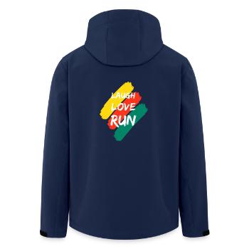Laugh Love Run - Men’s Recycled Softshell Jacket by Stanley/Stella - navy - Back - AI Model Male 185 light (185cm)