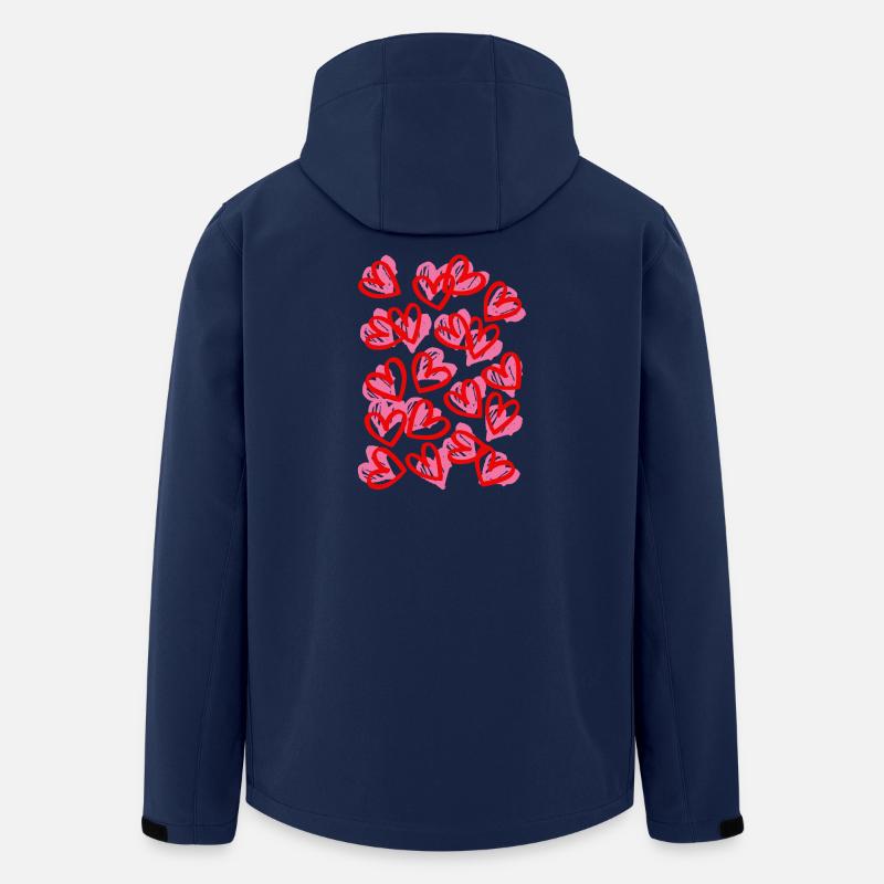 Herz-Doodle in roter Linienkunst - Recycelte Männer Softshell-Jacke von Stanley/Stella - Navy