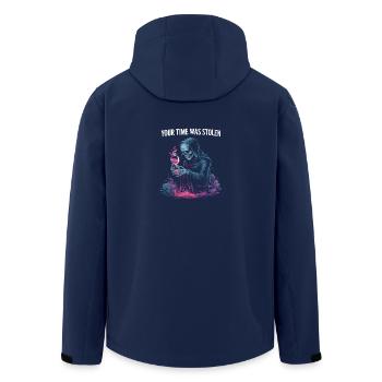 Your Time was Stolen - Stunning Skeleton Time Quot - Men’s Recycled Softshell Jacket by Stanley/Stella - navy - Back - AI Model Male 185 light (185cm)