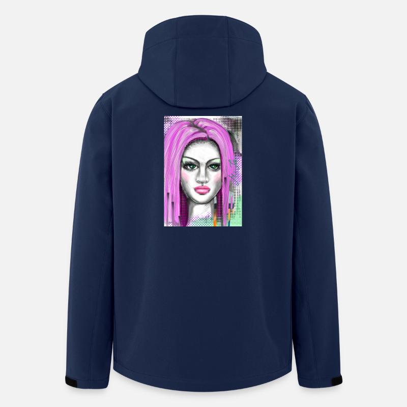 Lila Haare mit Pop-Art Effekt - Recycelte Männer Softshell-Jacke von Stanley/Stella - Navy