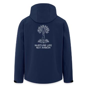 Anti-Kriegs-Friedensbaum – Leben nähren, nicht Rüstung. - Recycelte Männer Softshell-Jacke von Stanley/Stella - Navy - Hinten - AI Model Male 185 light (185cm)
