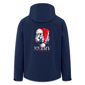 Père Noël Chien de caille allemande Joyeux Noël Chiens - Veste softshell homme en polyester recyclé Stanley/Stella - marine - Dos - AI Model Male 185 light (185cm)