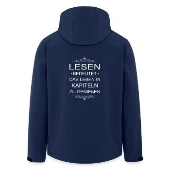 Buch, Bücher, Bücherwurm, lesen, Leseratte - Recycelte Männer Softshell-Jacke von Stanley/Stella - Navy - Hinten - AI Model Male 185 light (185cm)
