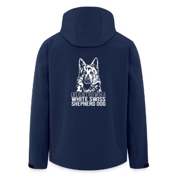 WHITE SWISS SHEPHERD DOG life is better Wilsigns - Men’s Recycled Softshell Jacket by Stanley/Stella - navy - Back - AI Model Male 185 light (185cm)