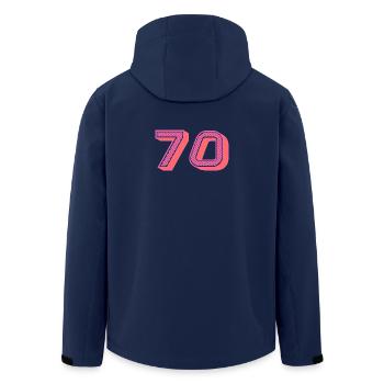 70. 70 YEARS. 70th ANNIVERSARY. 70 YEARS ANNIVERSARY. - Men’s Recycled Softshell Jacket by Stanley/Stella - navy - Back - AI Model Male 185 light (185cm)