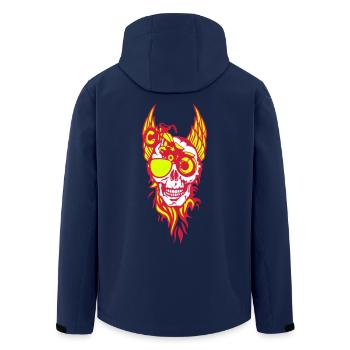 Tod Kopf Schädel Motorrad Flügel Flamme, Feuer, - Recycelte Männer Softshell-Jacke von Stanley/Stella - Navy - Hinten - AI Model Male 185 light (185cm)