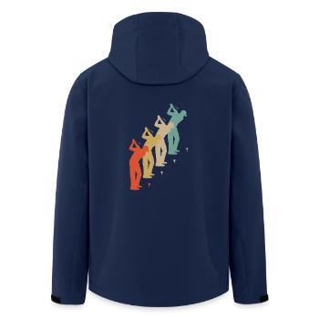 Retro Vintage Style Golf Golfer Golfspieler - Recycelte Männer Softshell-Jacke von Stanley/Stella - Navy - Hinten - AI Model Male 185 light (185cm)