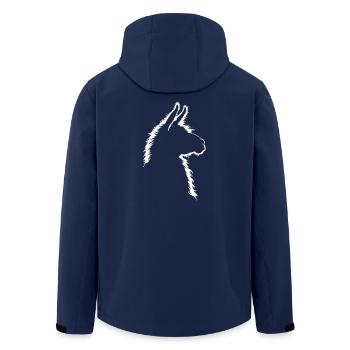 Llama Silhouette Portrait Animals Animal Llamas Wilsigns - Men’s Recycled Softshell Jacket by Stanley/Stella - navy - Back - AI Model Male 185 light (185cm)