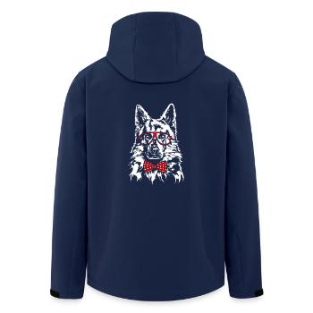 WHITE SWISS SHEPHERD Dog Glasses Wilsigns - Men’s Recycled Softshell Jacket by Stanley/Stella - navy - Back - AI Model Male 185 light (185cm)