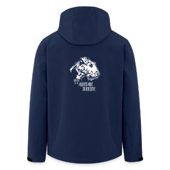 Loved by an Airedale Terrier Dogs Saying Wilsigns - Men’s Recycled Softshell Jacket by Stanley/Stella - navy - Back - AI Model Male 185 light (185cm)