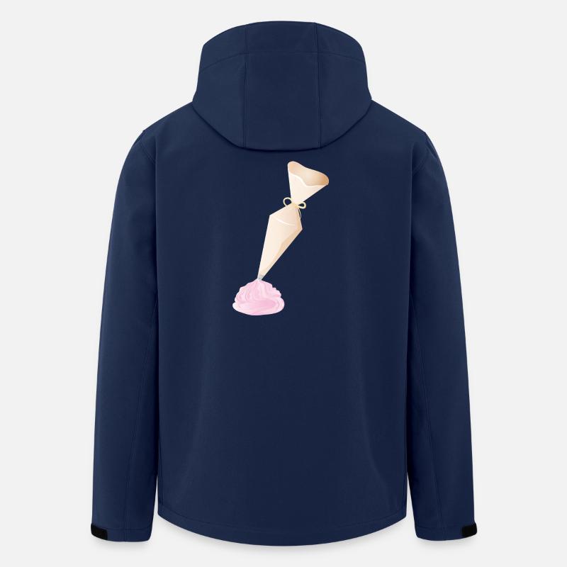 Douille crème avec garnitures roses - Veste softshell homme en polyester recyclé Stanley/Stella - marine
