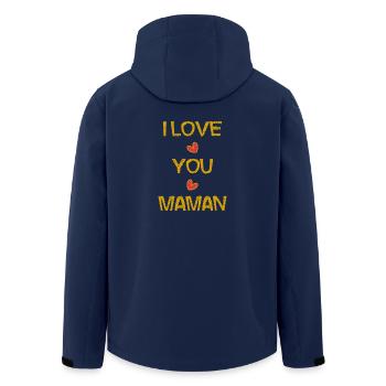 I LOVE. I LOVE YOU. MAMAN. FÊTE DES MÈRES. COEUR - Veste softshell homme en polyester recyclé Stanley/Stella - marine - Dos - AI Model Male 185 light (185cm)