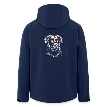 Funny BEAUCERON Glasses Dog Dog Wilsigns - Men’s Recycled Softshell Jacket by Stanley/Stella - navy - Back - AI Model Male 185 light (185cm)