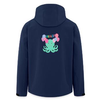 Octopus With Balloons Says Hello - Sea Fun - Men’s Recycled Softshell Jacket by Stanley/Stella - navy - Back - AI Model Male 185 light (185cm)