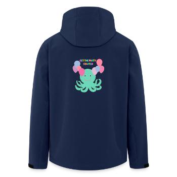 Octopus With Balloons Says Hello - Sea Fun - Men’s Recycled Softshell Jacket by Stanley/Stella - navy - Back - AI Model Male 185 light (185cm)