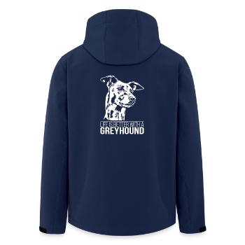 GREYHOUND life is better dog saying dog Wilsigns - Men’s Recycled Softshell Jacket by Stanley/Stella - navy - Back - AI Model Male 185 light (185cm)