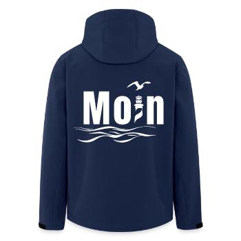 Moin with Lighthouse and Seagull - Maritime Design - Men’s Recycled Softshell Jacket by Stanley/Stella - navy - Back - AI Model Male 185 light (185cm)