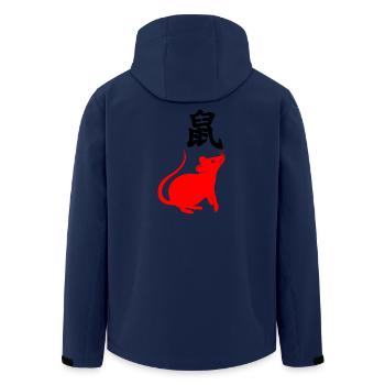 Chinesische Schriftzeichenratte mit roter Ratte - Recycelte Männer Softshell-Jacke von Stanley/Stella - Navy - Hinten - AI Model Male 185 light (185cm)