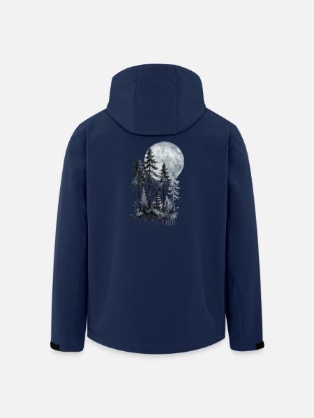 Mondschein Wald Aquarell Silhouette - Recycelte Männer Softshell-Jacke von Stanley/Stella - Navy