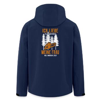 Holz machen - Recycelte Männer Softshell-Jacke von Stanley/Stella - Navy - Hinten - AI Model Male 185 light (185cm)