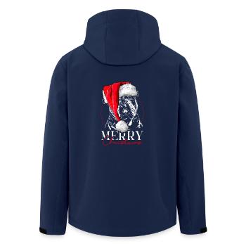 Père Noël VIEUX BOULEDOGUE ANGLAIS Joyeux Noël Wilsigns - Veste softshell homme en polyester recyclé Stanley/Stella - marine - Dos - AI Model Male 185 light (185cm)