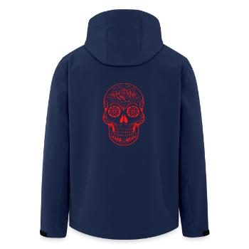 red skull, decorated with flowers - Men’s Recycled Softshell Jacket by Stanley/Stella - navy - Back - AI Model Male 185 light (185cm)