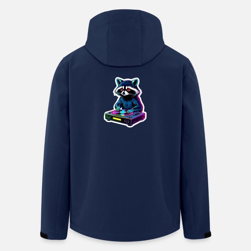 DJ Raccoon Retro Vibes - Men’s Recycled Softshell Jacket by Stanley/Stella - navy