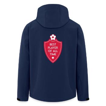 BEST PLAYER OF ALL TIME SHIELD SOCCER - Men’s Recycled Softshell Jacket by Stanley/Stella - navy - Back - AI Model Male 185 light (185cm)
