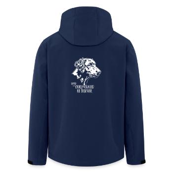 Loved by a Curly Coated Retriever Dogs Wilsigns - Men’s Recycled Softshell Jacket by Stanley/Stella - navy - Back - AI Model Male 185 light (185cm)
