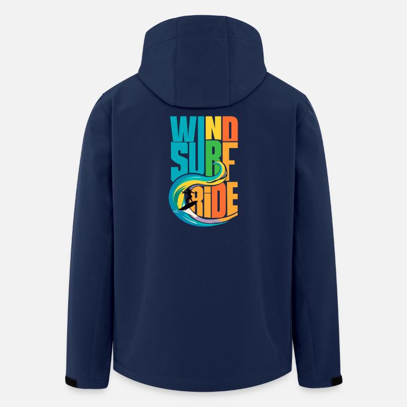 Farbenfrohe Windsurf-Ride-Action-Kunst - Lebendige Gewässer - Recycelte Männer Softshell-Jacke von Stanley/Stella - Navy