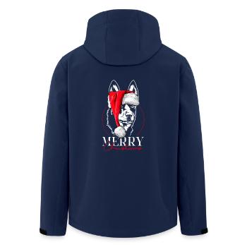 Santa Australian Kelpie Merry Christmas Wilsigns - Recycelte Männer Softshell-Jacke von Stanley/Stella - Navy - Hinten - AI Model Male 185 light (185cm)