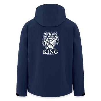 Papillon King of everything Dogs Dog Wilsigns - Men’s Recycled Softshell Jacket by Stanley/Stella - navy - Back - AI Model Male 185 light (185cm)