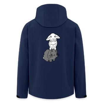 2 lapins amis équipe équipage couple deux assis sur la tête - Veste softshell homme en polyester recyclé Stanley/Stella - marine - Dos - AI Model Male 185 light (185cm)