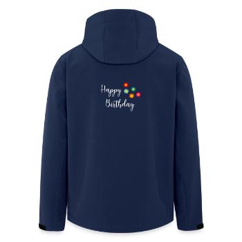 Birthday. HAPPY BIRTHDAY. Happy birthday. - Men’s Recycled Softshell Jacket by Stanley/Stella - navy - Back - AI Model Male 185 light (185cm)