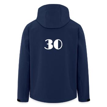 30. 30 JAHRE. 30-JÄHRIGES JUBILÄUM. GEBURTSTAG 30 JAHRE. - Recycelte Männer Softshell-Jacke von Stanley/Stella - Navy - Hinten - AI Model Male 185 light (185cm)