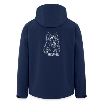 Loved by a Tervuren Hundespruch Tervueren Wilsigns - Men’s Recycled Softshell Jacket by Stanley/Stella - navy - Back - AI Model Male 185 light (185cm)