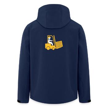 A Forklift Transporting A Box - Men’s Recycled Softshell Jacket by Stanley/Stella - navy - Back - AI Model Male 185 light (185cm)