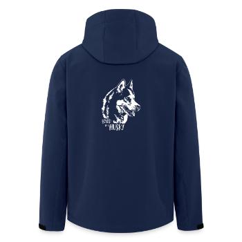 Loved by a Husky dog saying Wilsigns - Men’s Recycled Softshell Jacket by Stanley/Stella - navy - Back - AI Model Male 185 light (185cm)