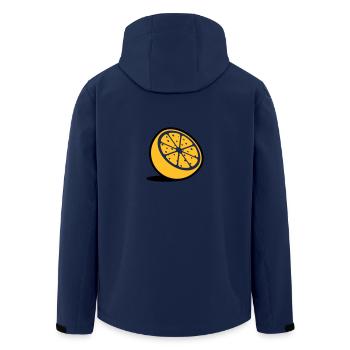 Eine Orange - Recycelte Männer Softshell-Jacke von Stanley/Stella - Navy - Hinten - AI Model Male 185 light (185cm)