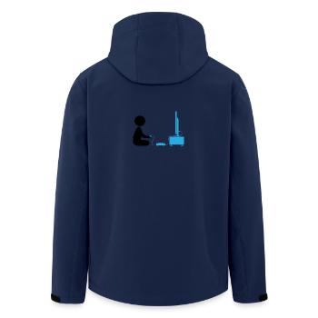 Un garçon joue avec sa console de jeux - Veste softshell homme en polyester recyclé Stanley/Stella - marine - Dos - AI Model Male 185 light (185cm)