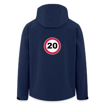 20ème Anniversaire / 20 / signe de la circulation - Veste softshell homme en polyester recyclé Stanley/Stella - marine - Dos - AI Model Male 185 light (185cm)