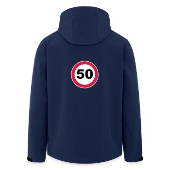 50th birthday sign - Men’s Recycled Softshell Jacket by Stanley/Stella - navy - Back - AI Model Male 185 light (185cm)