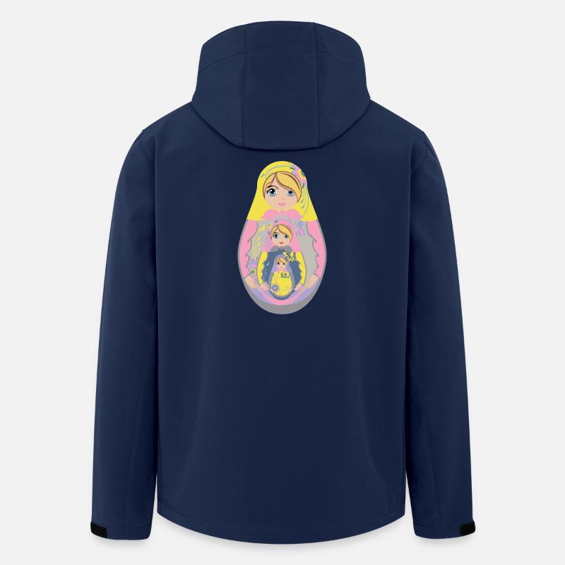 Nestende Matroschka Puppe Design - Recycelte Männer Softshell-Jacke von Stanley/Stella - Navy