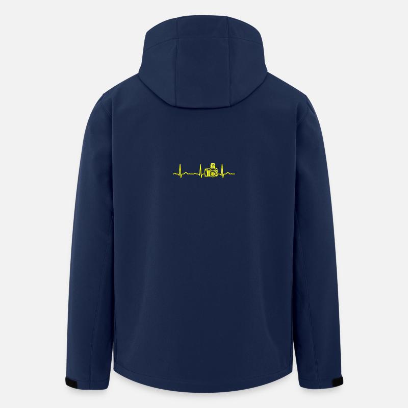 ECG HEARTBEAT CAMERA jaune - Veste softshell homme en polyester recyclé Stanley/Stella - marine