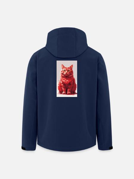 Roter Katzenportrait Kunstdruck - Recycelte Männer Softshell-Jacke von Stanley/Stella - Navy