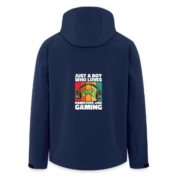 Gamer and Hamsters: Video Games and Infinite Energy - Men’s Recycled Softshell Jacket by Stanley/Stella - navy - Back - AI Model Male 185 light (185cm)
