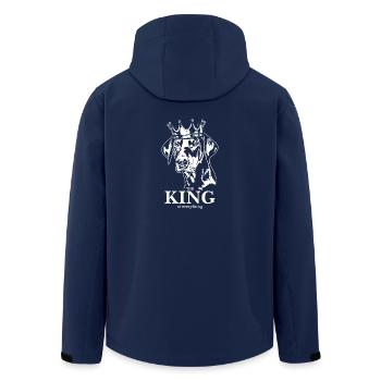 Doberman King of everything Dog Saying Wilsigns - Men’s Recycled Softshell Jacket by Stanley/Stella - navy - Back - AI Model Male 185 light (185cm)