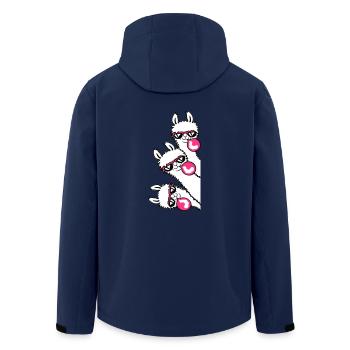 3 Llamas Chewing Gum Team Crew Friends Looking Sideways - Men’s Recycled Softshell Jacket by Stanley/Stella - navy - Back - AI Model Male 185 light (185cm)