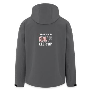 Jouez au badminton comme une fille essaie de suivre le rythme - Veste softshell homme en polyester recyclé Stanley/Stella - charbon - Dos - AI Model Male 185 light (185cm)